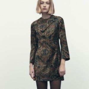 Zara Paisley Velvet Mini Dress